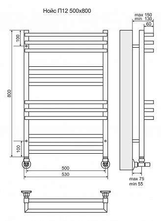 Нойс П12 500х800 Полотенцесушитель  TERMINUS Улан-Удэ - фото 3