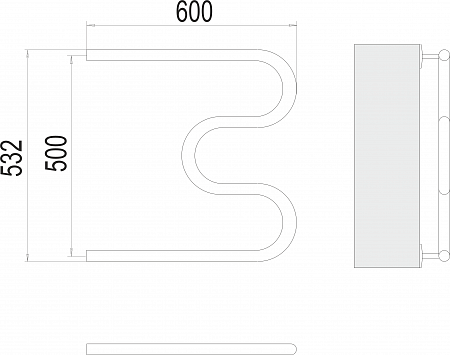 М-обр AISI 32х2 500х600 Полотенцесушитель  TERMINUS Улан-Удэ - фото 3