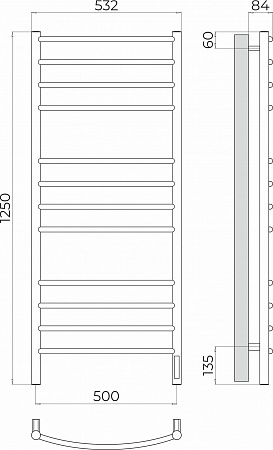 Классик П12 500х1250 Электро (quick touch) Полотенцесушитель TERMINUS Улан-Удэ - фото 3