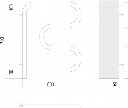 Электро 25 F-обр 600х600 поворотный Полотенцесушитель TERMINUS Улан-Удэ - фото 3