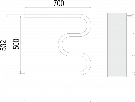 М-обр AISI 32х2 500х700 Полотенцесушитель  TERMINUS Улан-Удэ - фото 3