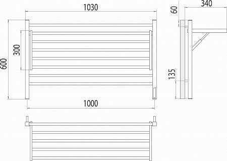 Горизонт П8 1000х600 электро КС ЧЕРНЫЙ МУАР (sensor quick touch) Полотенцесушитель TERMINUS Улан-Удэ - фото 5